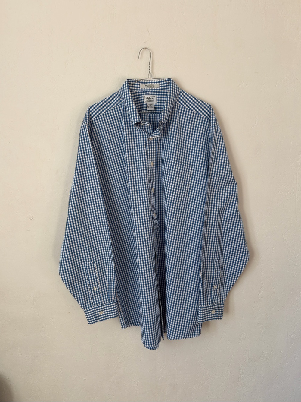LL Bean Traditional Fit Blue / White Gingham Oxford Men’s 17 36